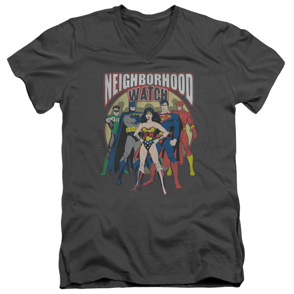 Justice League Neighborhood Watch Men's V-Neck T-Shirt Men's V-Neck T-Shirt Justice League   