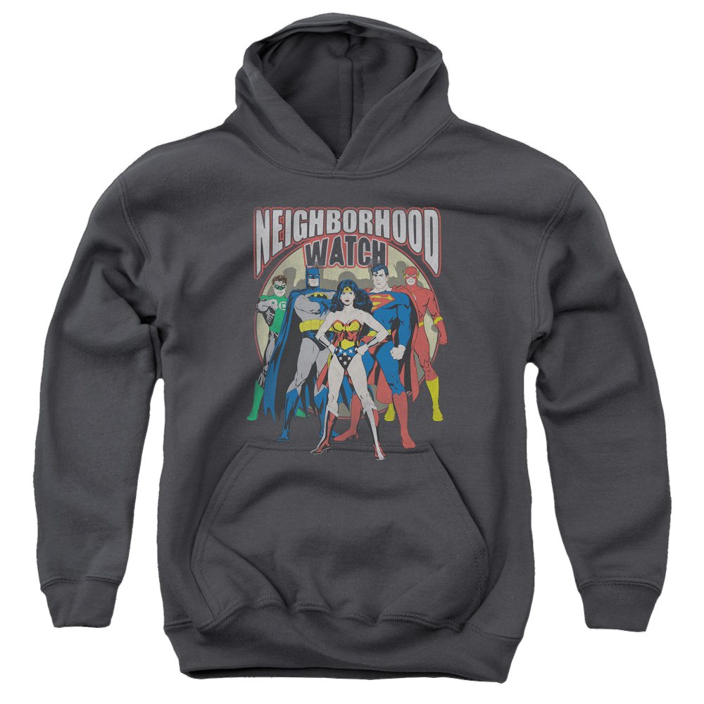 Justice League Neighborhood Watch - Youth Hoodie Youth Hoodie (Ages 8-12) Justice League   