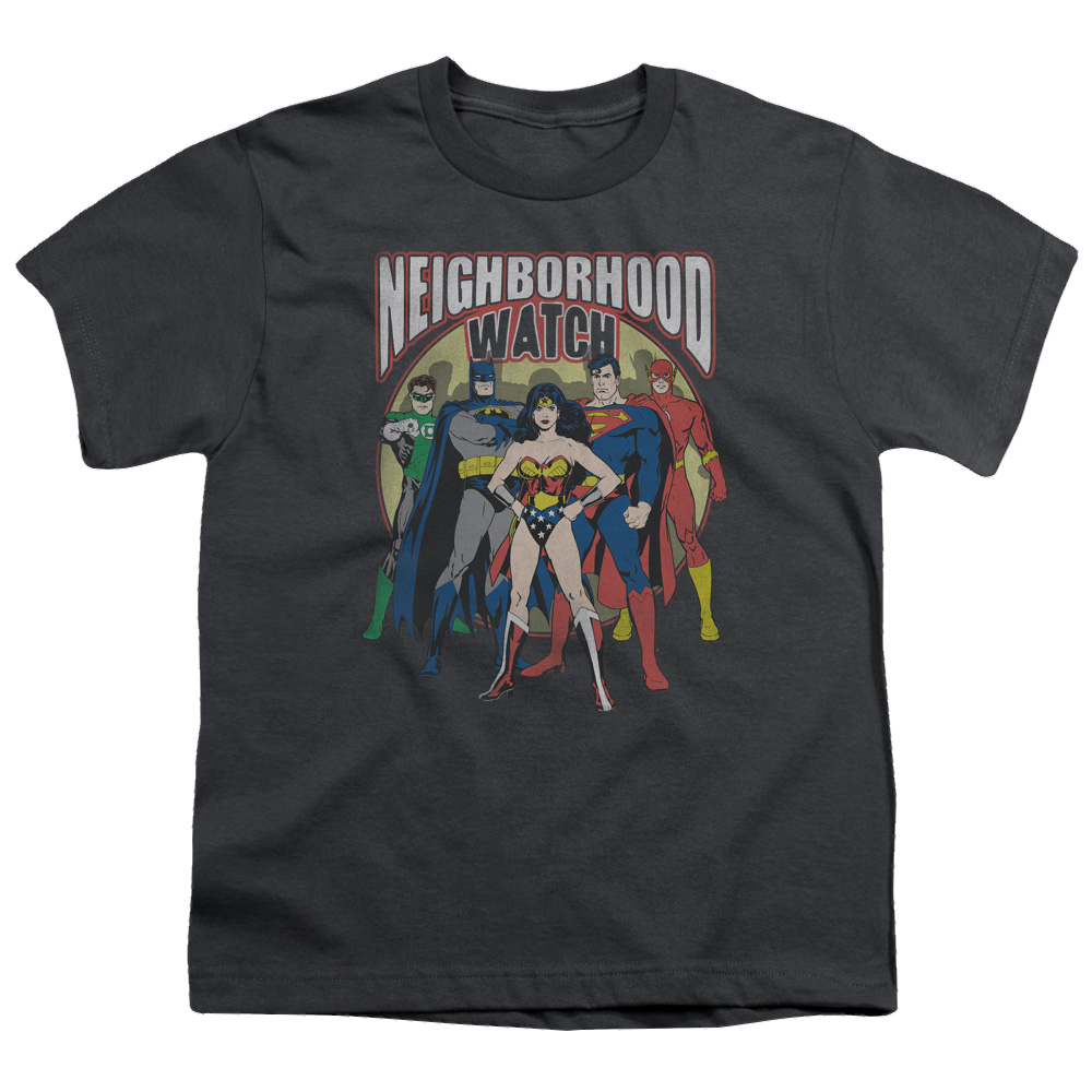 Justice League Neighborhood Watch - Youth T-Shirt Youth T-Shirt (Ages 8-12) Justice League   