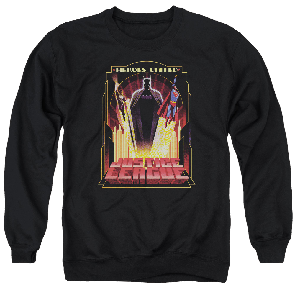 Justice League Heroes United Men's Crewneck Sweatshirt Men's Crewneck Sweatshirt Justice League   