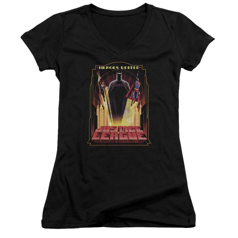 Justice League Heroes United Juniors V-Neck T-Shirt Juniors V-Neck T-Shirt Justice League   