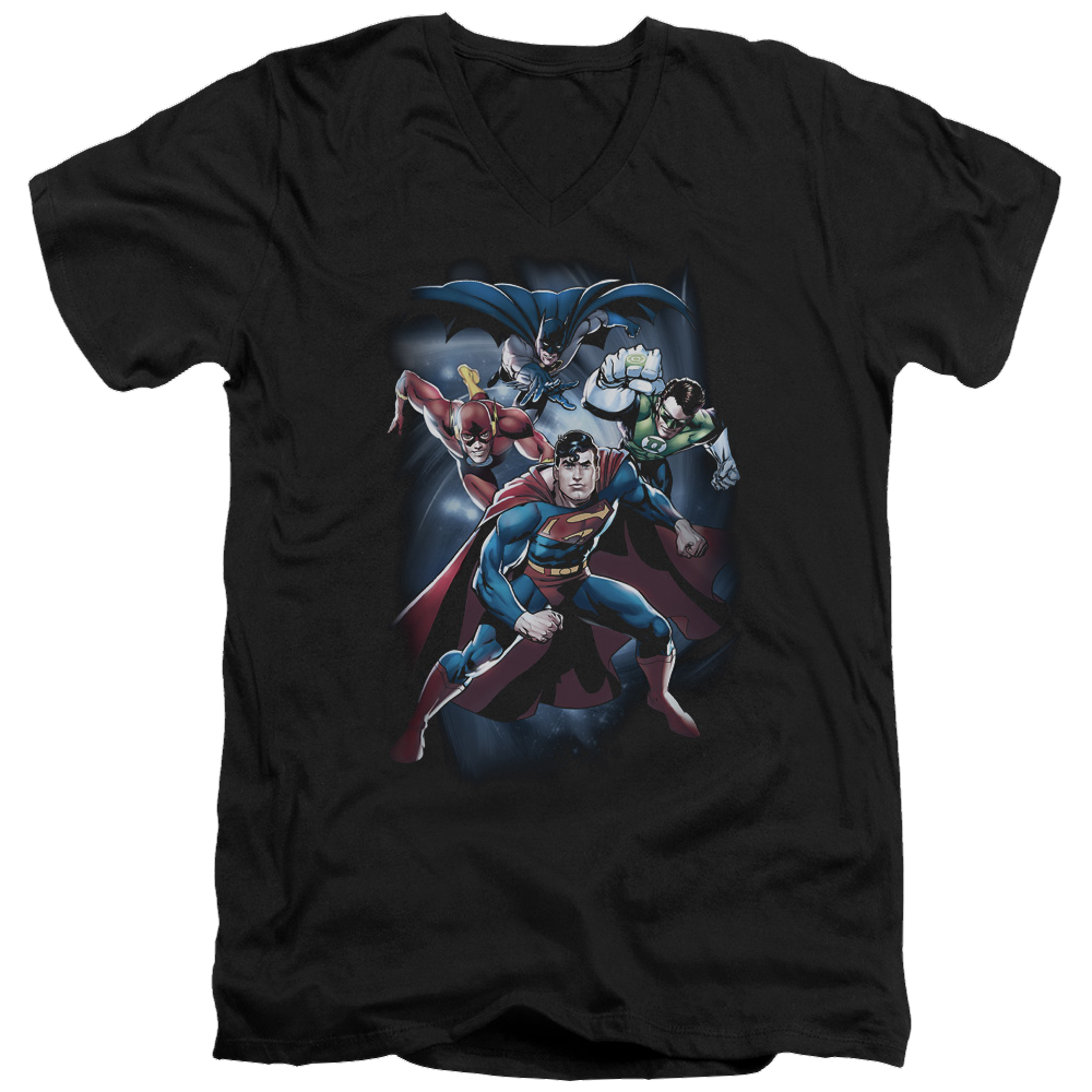 Justice League Cosmic Crew Men's V-Neck T-Shirt Men's V-Neck T-Shirt Justice League   