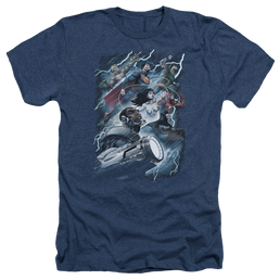 Justice League Ride The Lightening Men's Heather T-Shirt Men's Heather T-Shirt Justice League   