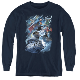 Justice League Ride The Lightening - Youth Long Sleeve T-Shirt Youth Long Sleeve T-Shirt Justice League   