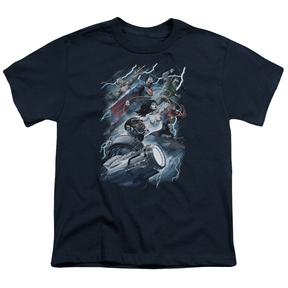 Justice League Ride The Lightening - Youth T-Shirt Youth T-Shirt (Ages 8-12) Justice League   
