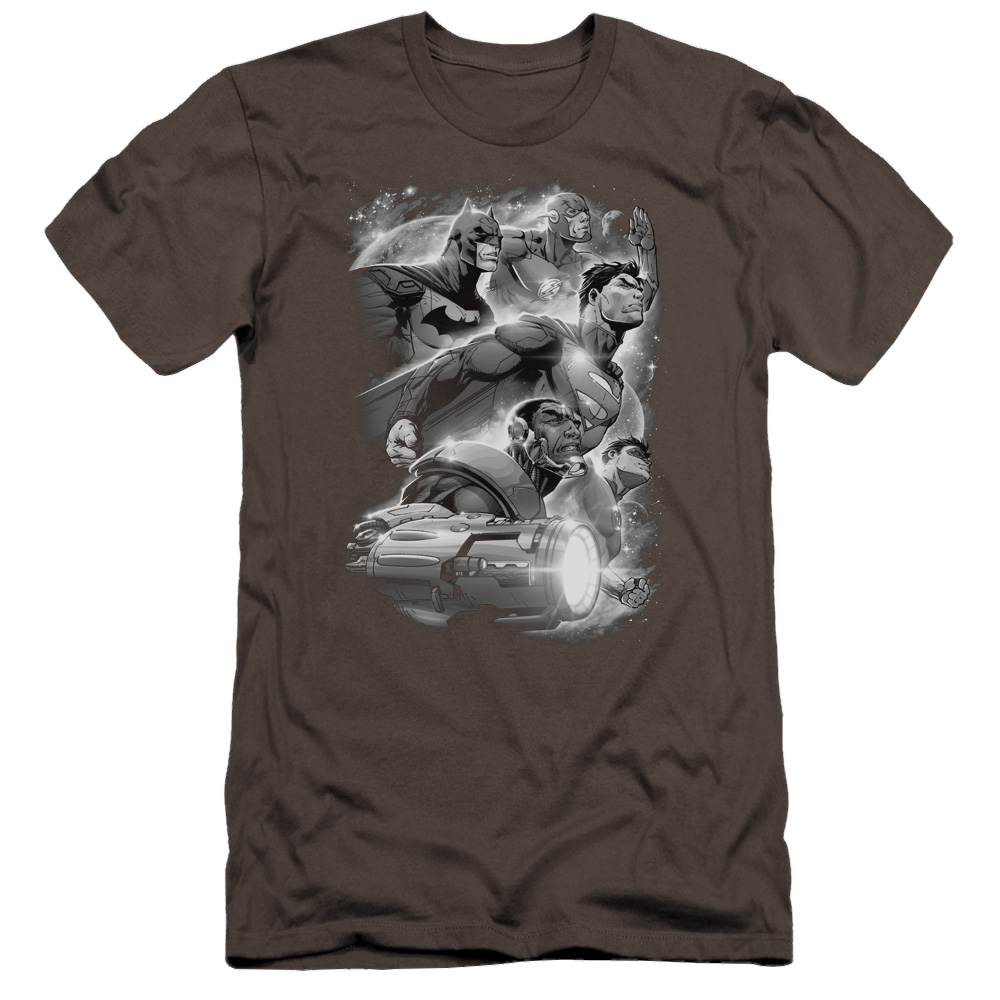 Justice League Atmospheric - Men's Premium Slim Fit T-Shirt Men's Premium Slim Fit T-Shirt Justice League   