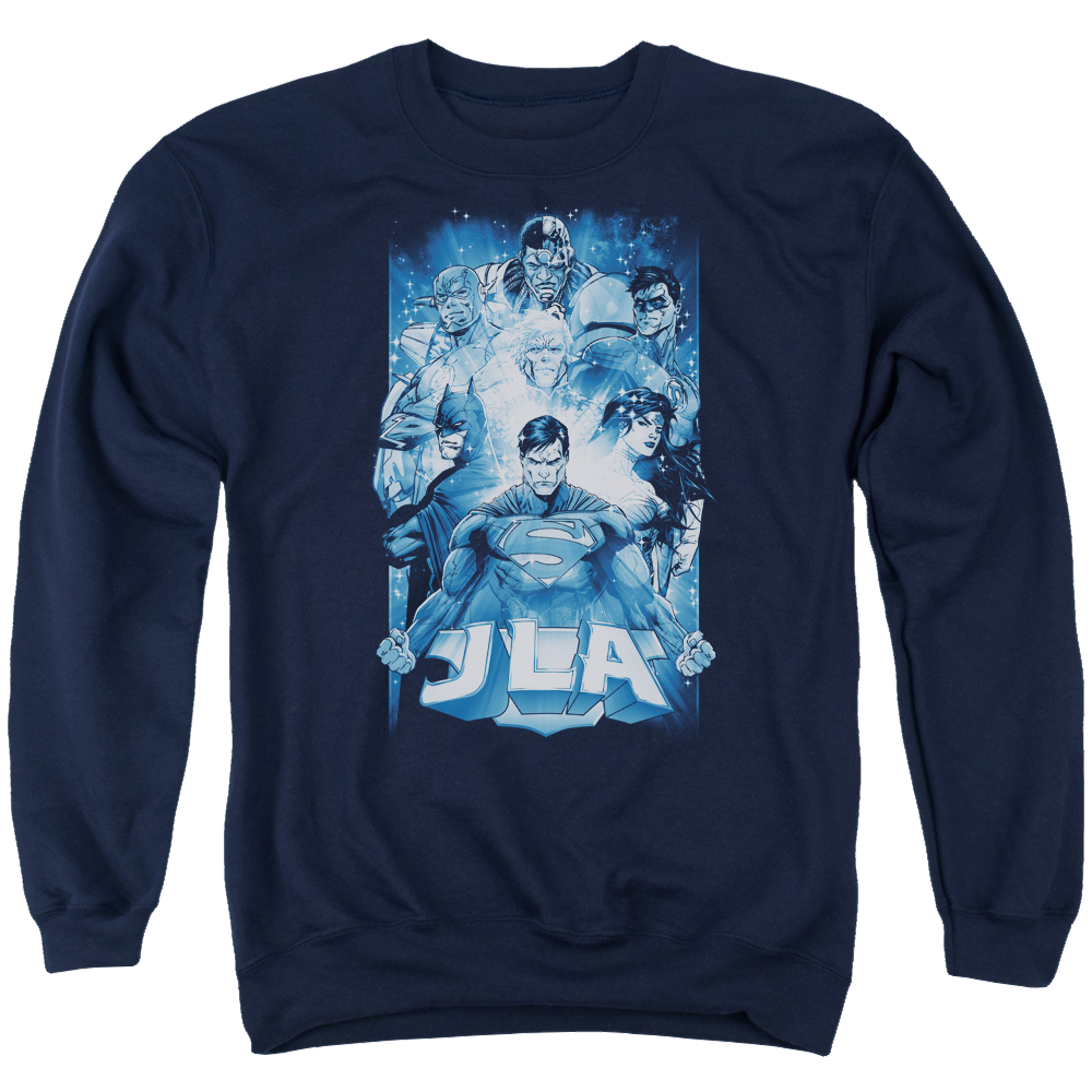 Justice League Burst Men's Crewneck Sweatshirt Men's Crewneck Sweatshirt Justice League   
