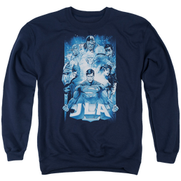 Justice League Burst Men's Crewneck Sweatshirt Men's Crewneck Sweatshirt Justice League   