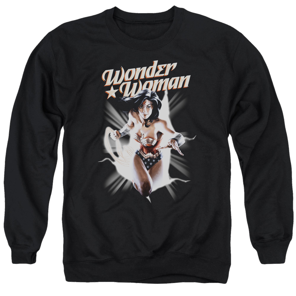 Justice League Ww Break Out Men's Crewneck Sweatshirt Men's Crewneck Sweatshirt Wonder Woman   