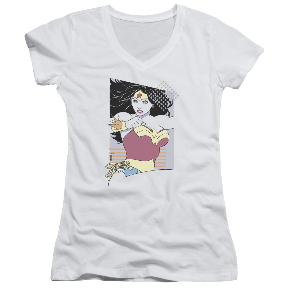 Justice League Ww 80s Minimal Juniors V-Neck T-Shirt Juniors V-Neck T-Shirt Wonder Woman   