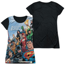 Justice League Justice League Of America Juniors Black Back T-Shirt Juniors Black Back T-Shirt Justice League   
