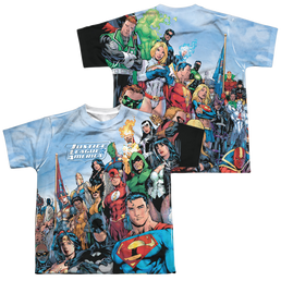 Justice League Justice League Of America - Youth All-Over Print Shirt Youth All-Over Print T-Shirt (Ages 8-12) Justice League   