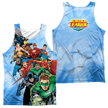 Justice League Heroes Unite men's all-over print tank