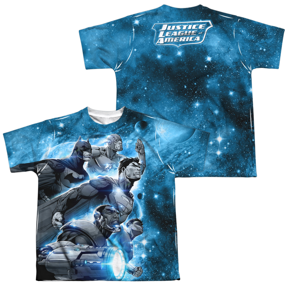 Justice League Atmospheric (Front/Back Print) - Youth All-Over Print T-Shirt Youth All-Over Print T-Shirt (Ages 8-12) Justice League   