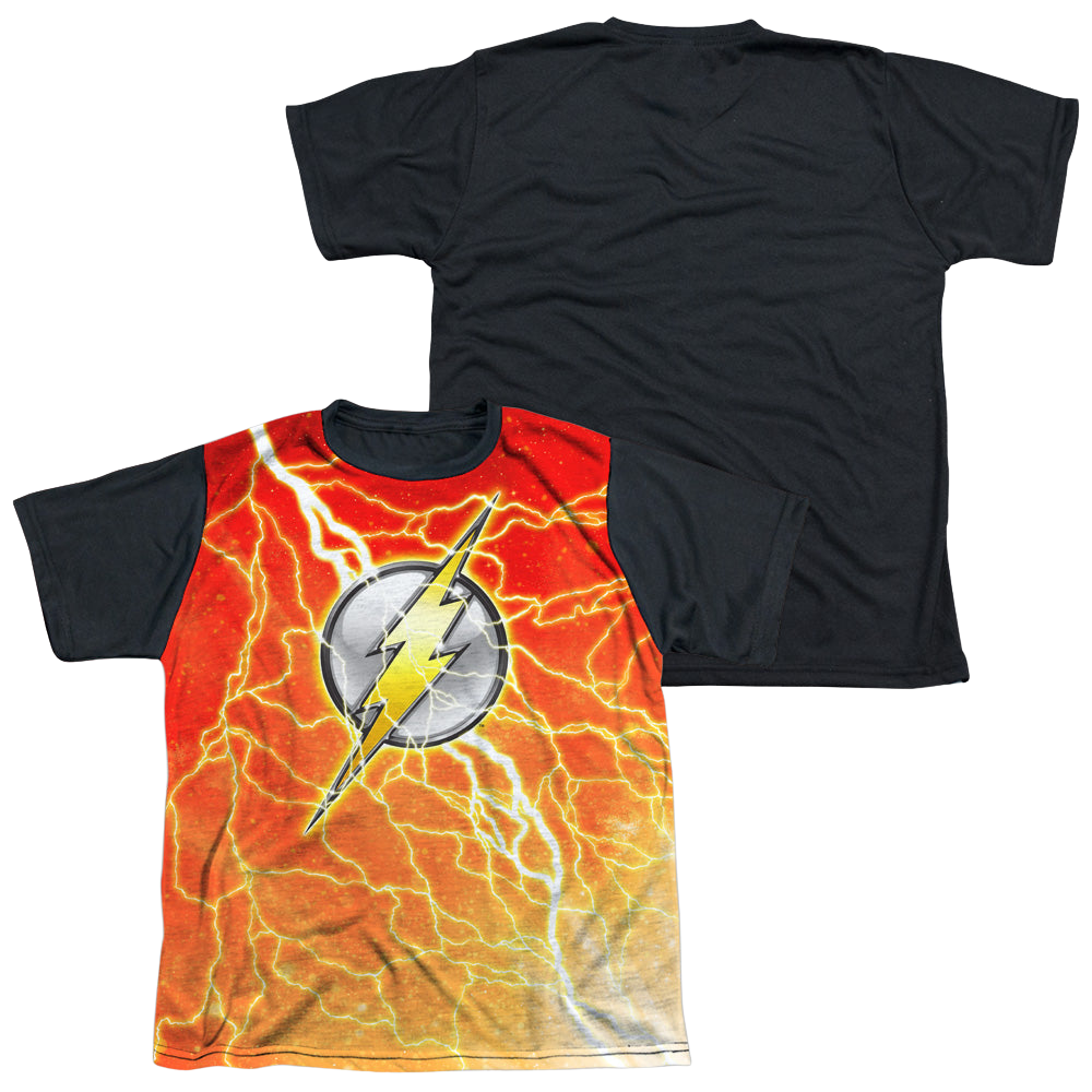 Flash, The Lightning Logo - Youth Black Back T-Shirt Youth Black Back T-Shirt (Ages 8-12) The Flash   