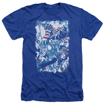 Royal men's heather t-shirt with Justice League American Justice graphic