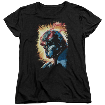 Black women's t-shirt with DC Comics Justice League Darkseid Is graphic