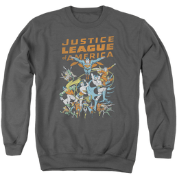 Justice League Big Group Men's Crewneck Sweatshirt Men's Crewneck Sweatshirt Justice League   
