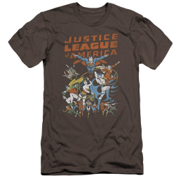 Jla Big Group Premium Adult Slim Fit T-Shirt Men's Premium Slim Fit T-Shirt Justice League   