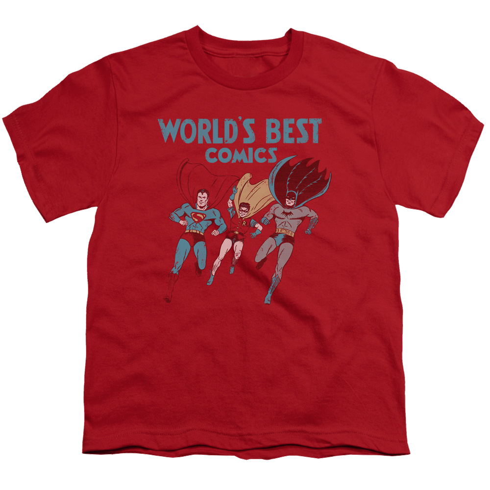 Justice League Worlds Best - Youth T-Shirt Youth T-Shirt (Ages 8-12) Justice League   