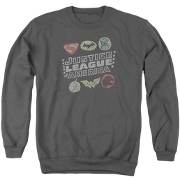 Justice League Symbols Men's Crewneck Sweatshirt Men's Crewneck Sweatshirt Justice League   