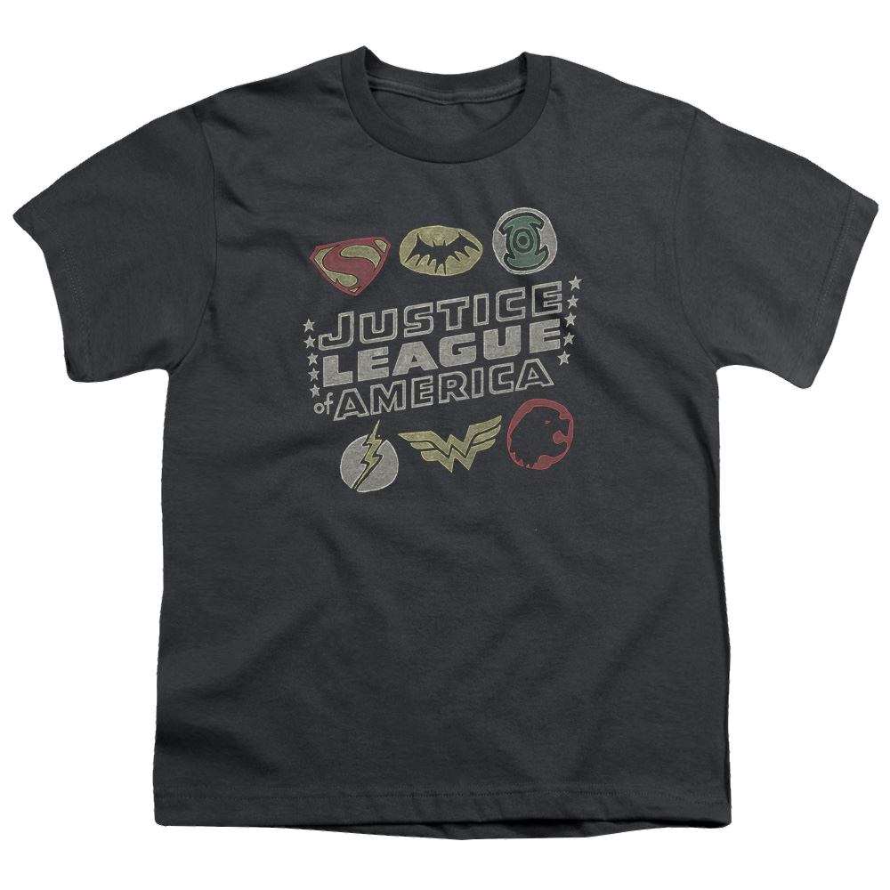 Justice League Symbols - Youth T-Shirt Youth T-Shirt (Ages 8-12) Justice League   
