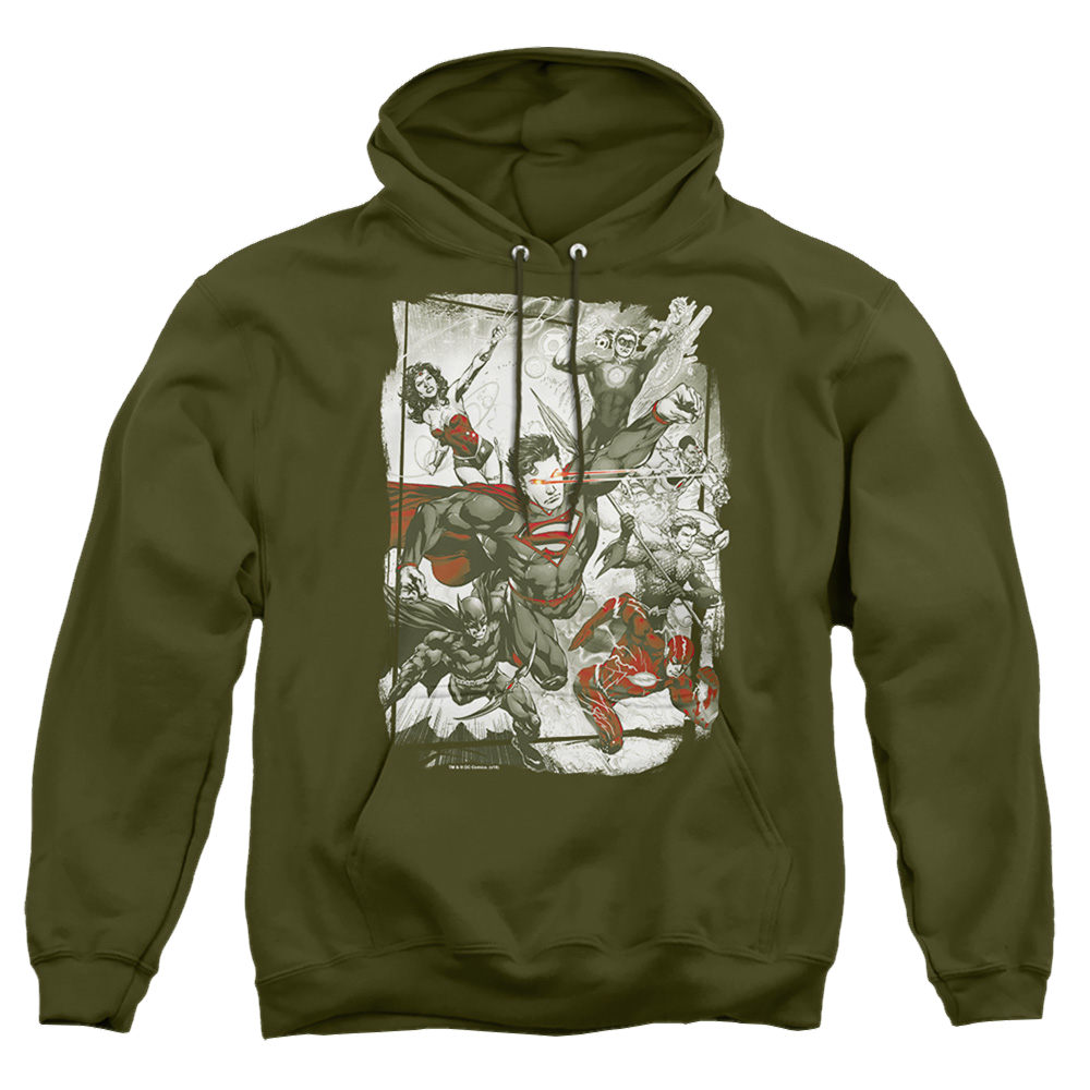 Justice League Green And Red - Pullover Hoodie Pullover Hoodie Justice League   