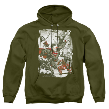 Justice League Green And Red - Pullover Hoodie Pullover Hoodie Justice League   