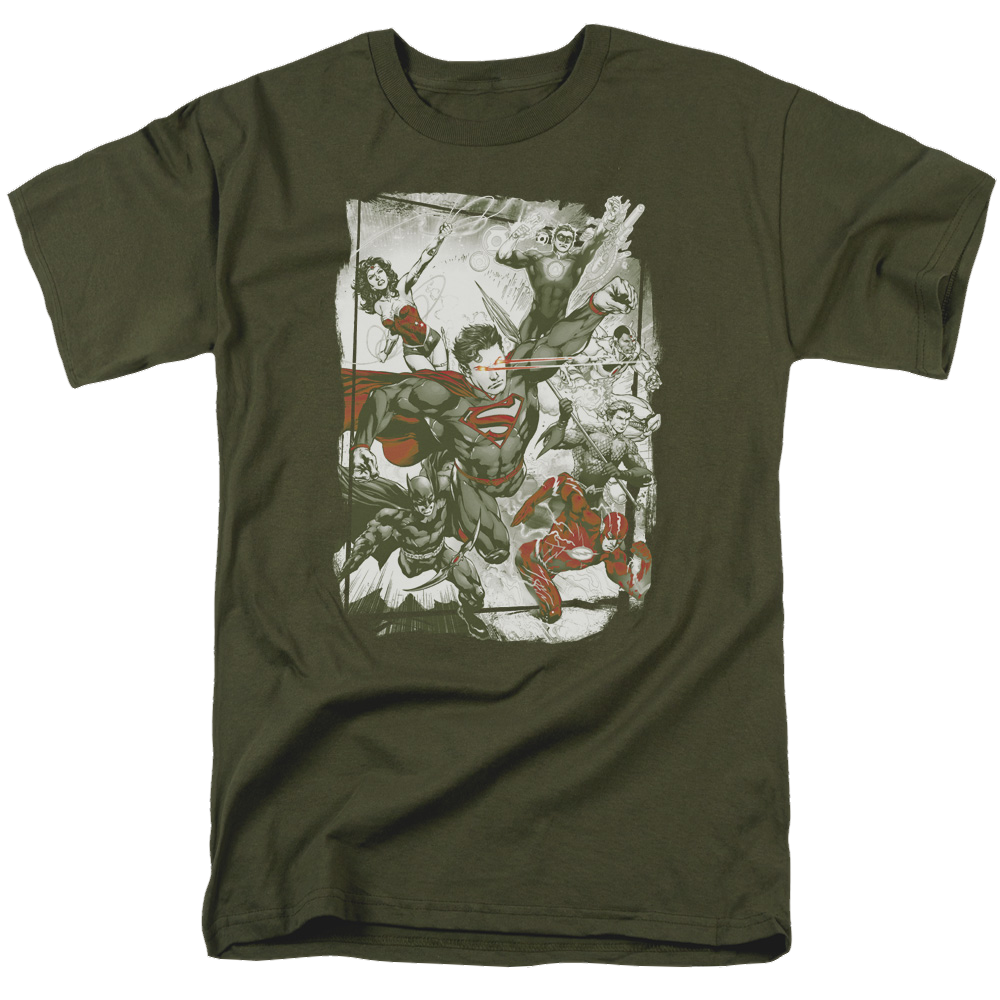 Justice League Green And Red Men's Regular Fit T-Shirt Men's Regular Fit T-Shirt Justice League   
