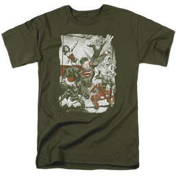 Justice League Green And Red Men's Regular Fit T-Shirt Men's Regular Fit T-Shirt Justice League   