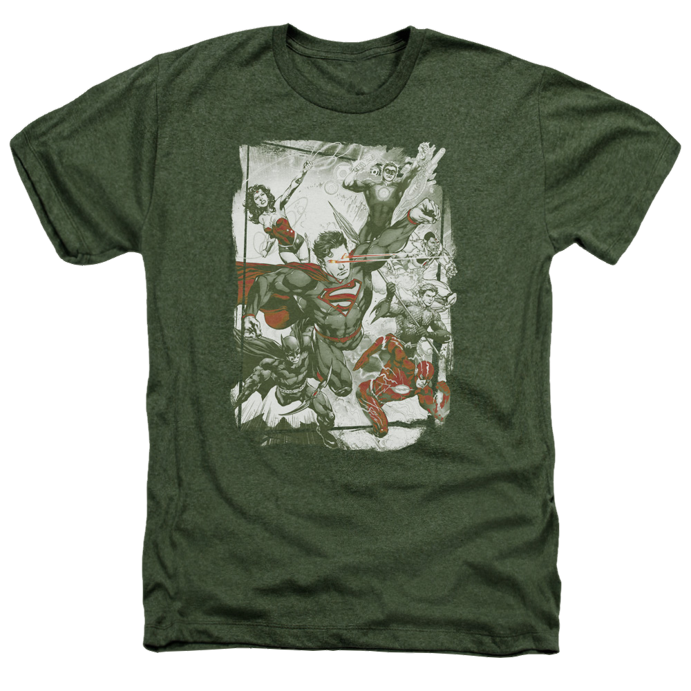 Justice League Green And Red Men's Heather T-Shirt Men's Heather T-Shirt Justice League   