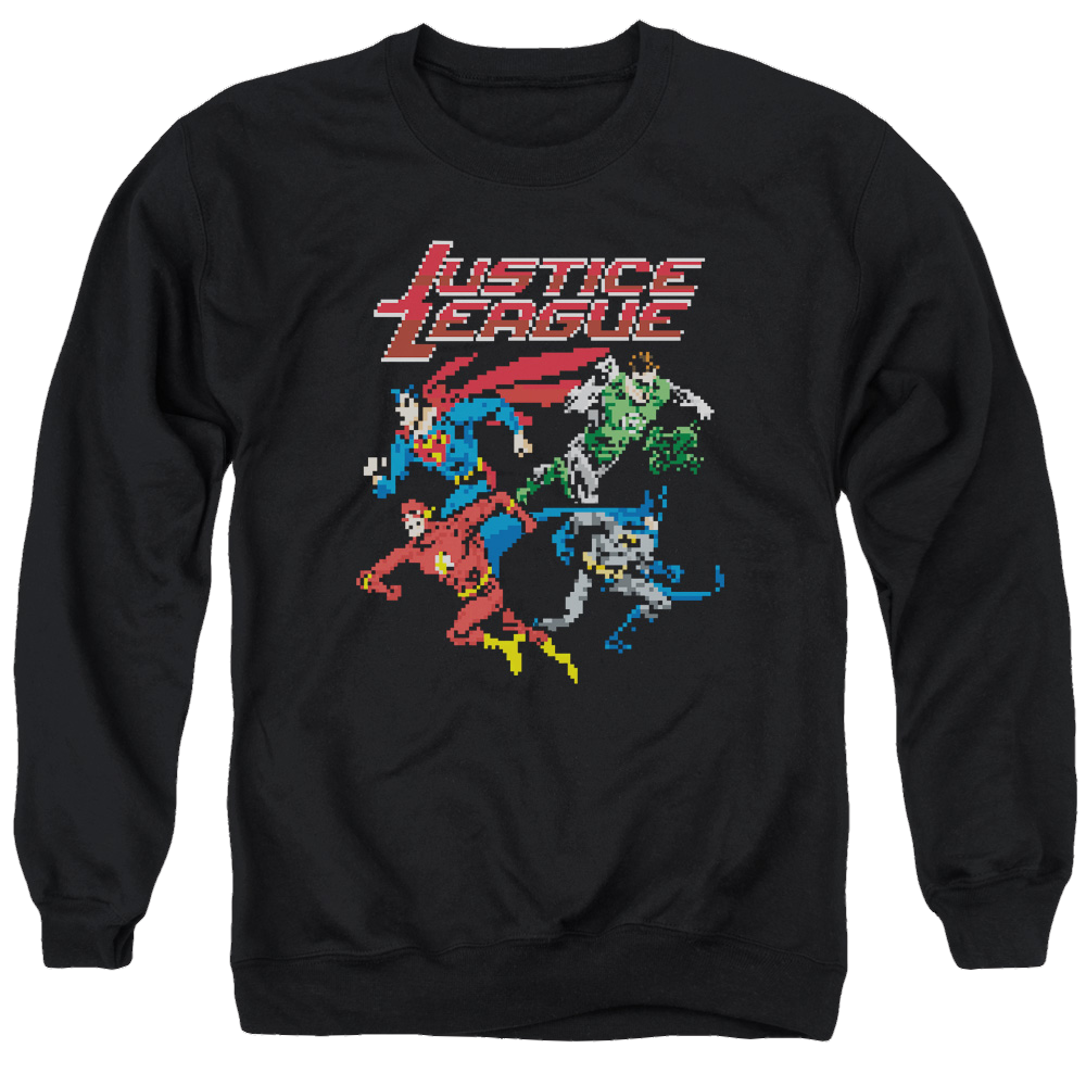 Justice League Pixel League Men's Crewneck Sweatshirt Men's Crewneck Sweatshirt Justice League   