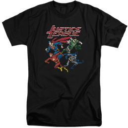 Justice League Pixel League Men's Tall Fit T-Shirt Men's Tall Fit T-Shirt Justice League   