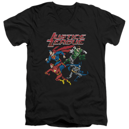 Justice League Pixel League Men's V-Neck T-Shirt Men's V-Neck T-Shirt Justice League   