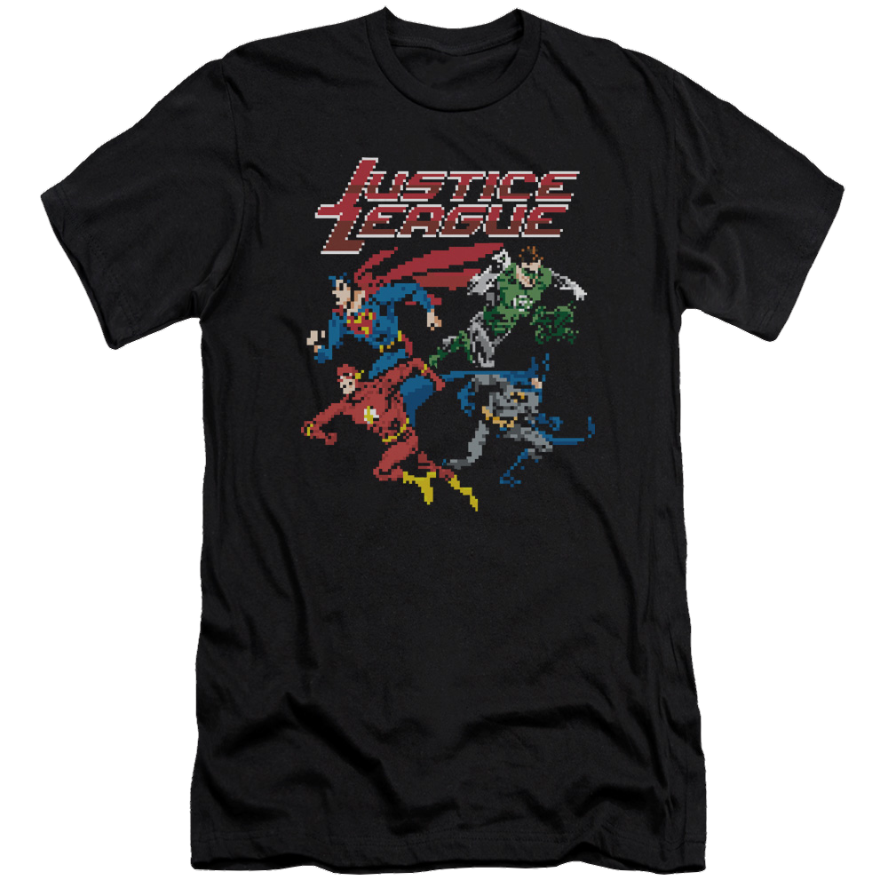 Justice League Pixel League - Men's Premium Slim Fit T-Shirt Men's Premium Slim Fit T-Shirt Justice League   