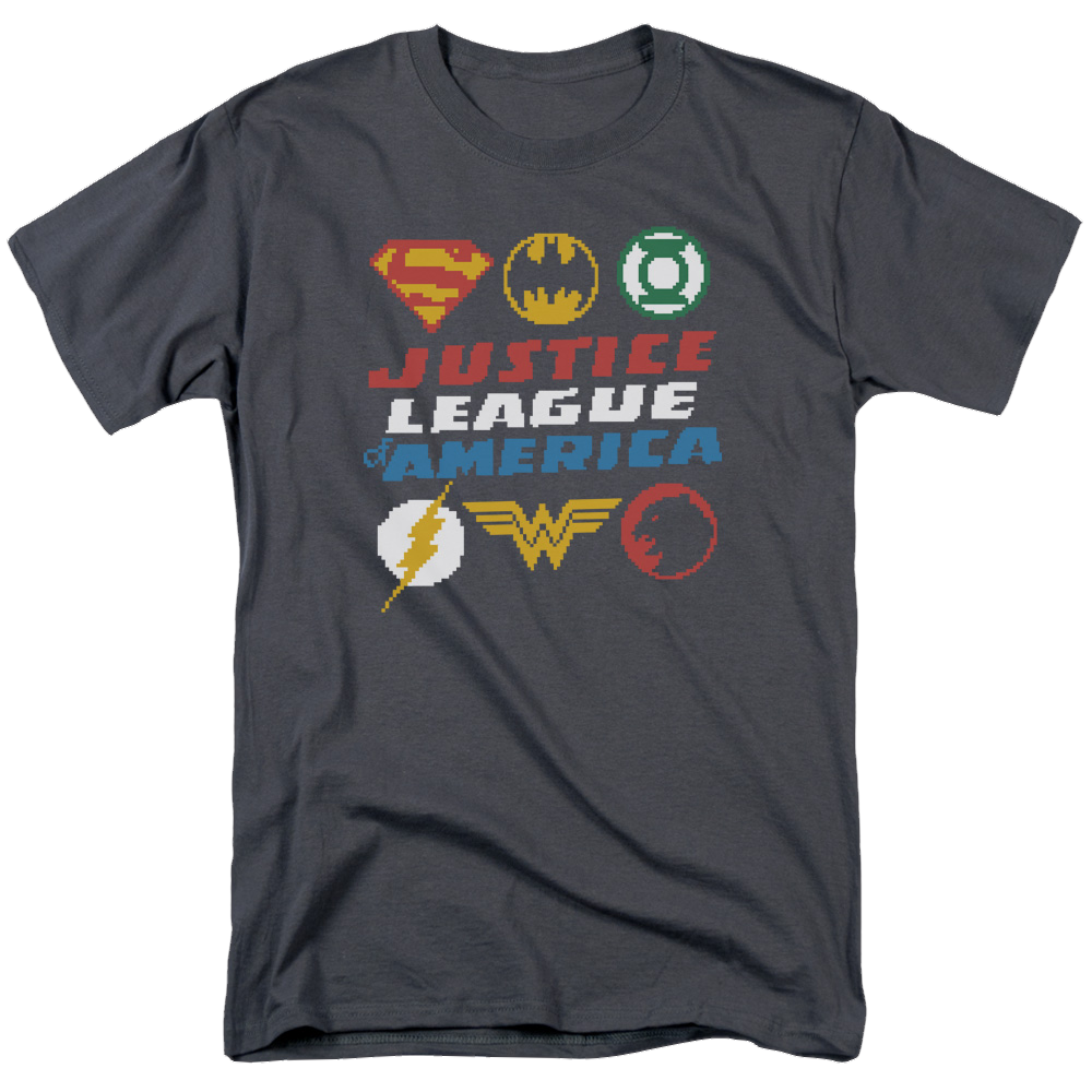 Justice League Pixel Logos Men's Regular Fit T-Shirt Men's Regular Fit T-Shirt Justice League   