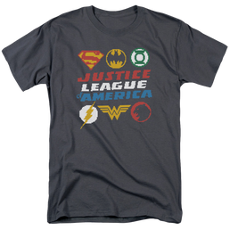 Justice League Pixel Logos Men's Regular Fit T-Shirt Men's Regular Fit T-Shirt Justice League   