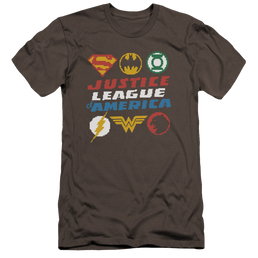 Justice League Pixel Logos Men's Premium Slim Fit T-Shirt Men's Premium Slim Fit T-Shirt Justice League   