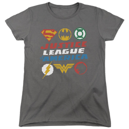 Justice League Pixel Logos Women's T-Shirt Women's T-Shirt Justice League   