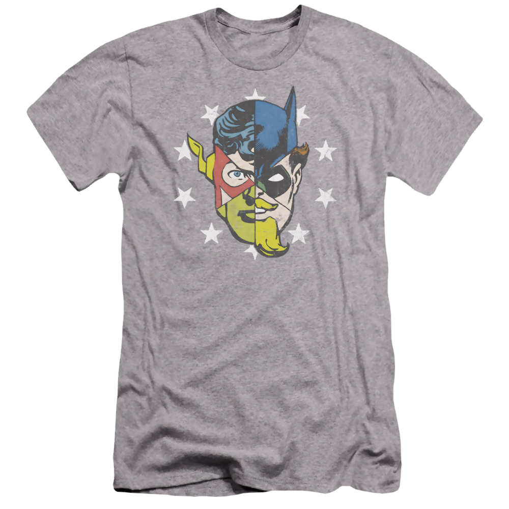 Justice League Face Off Men's Premium Slim Fit T-Shirt Men's Premium Slim Fit T-Shirt Justice League   