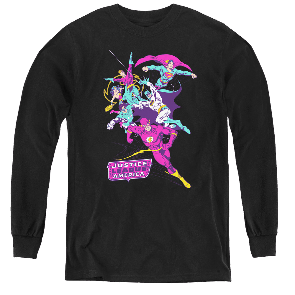 Justice League Colorful League - Youth Long Sleeve T-Shirt Youth Long Sleeve T-Shirt Justice League   