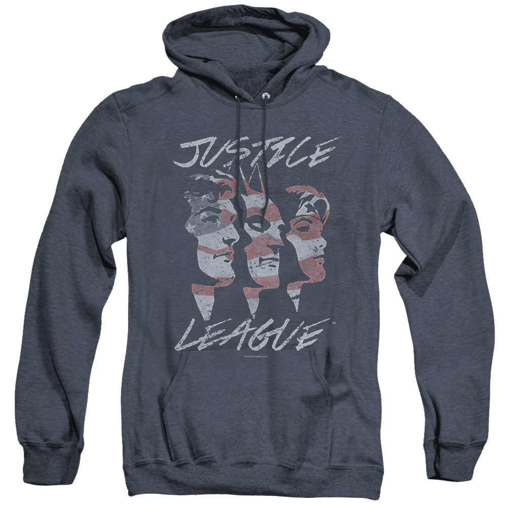 Justice League Justice For America - Heather Pullover Hoodie Heather Pullover Hoodie Justice League   