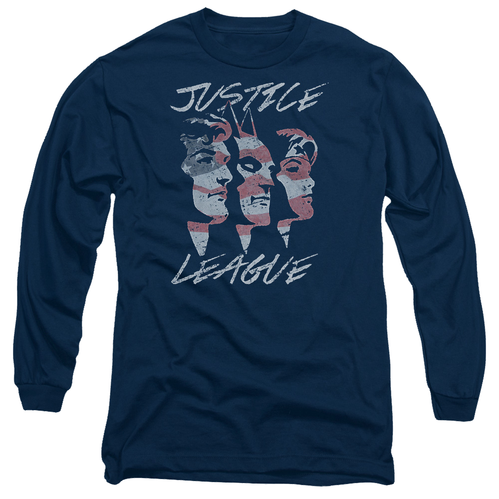 Justice League Justice For America Men's Long Sleeve T-Shirt Men's Long Sleeve T-Shirt Justice League   