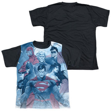 Justice League United youth black back t-shirt for ages 8 to 12