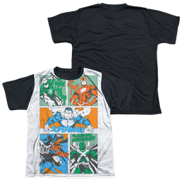 Justice League Justice Panels - Youth Black Back T-Shirt Youth Black Back T-Shirt (Ages 8-12) Justice League   