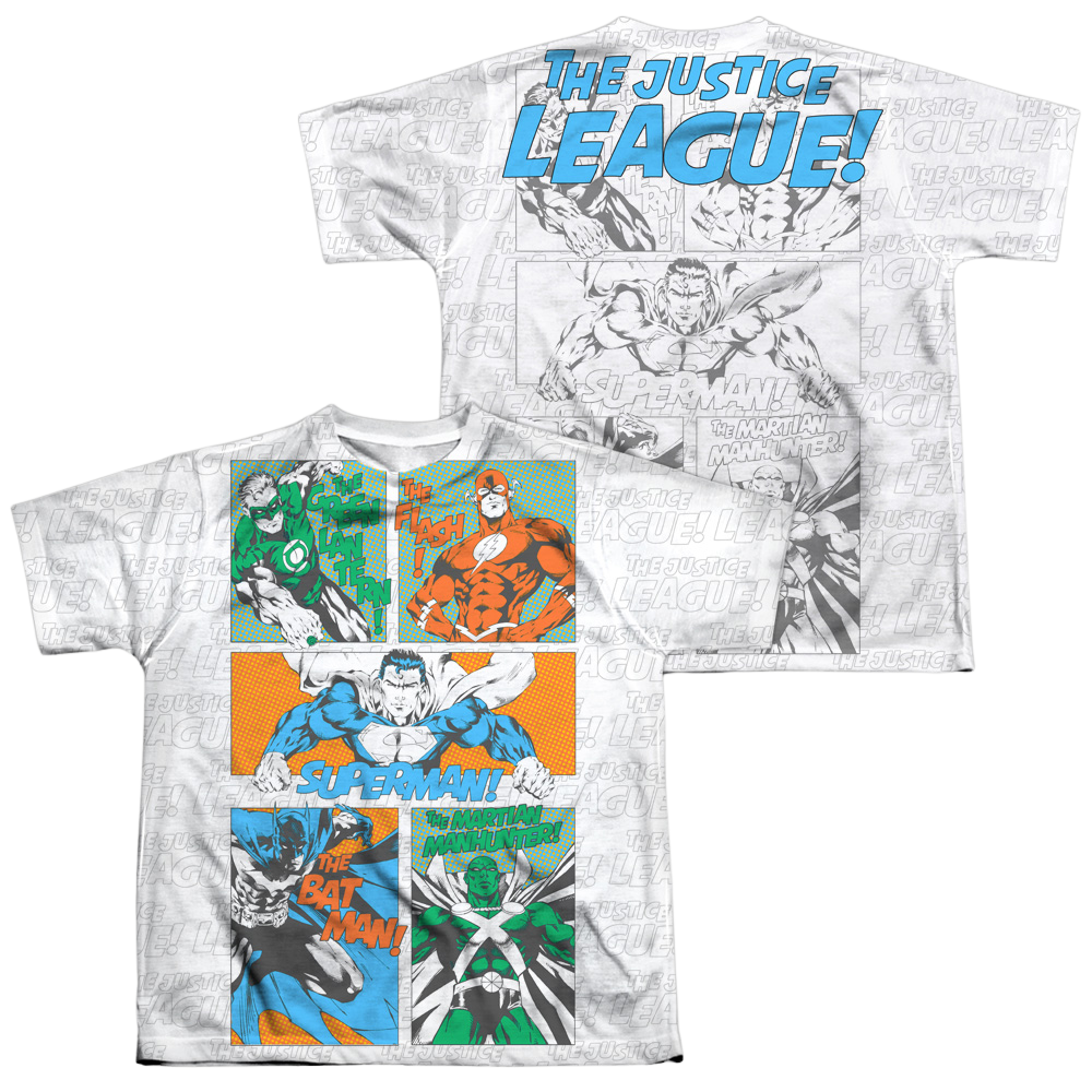 Justice League Justice Panels (Front/Back Print) - Youth All-Over Print T-Shirt Youth All-Over Print T-Shirt (Ages 8-12) Justice League   