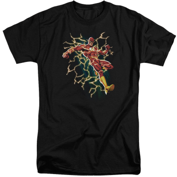 Black men's tall fit t-shirt with Flash Symbol Knockout graphic