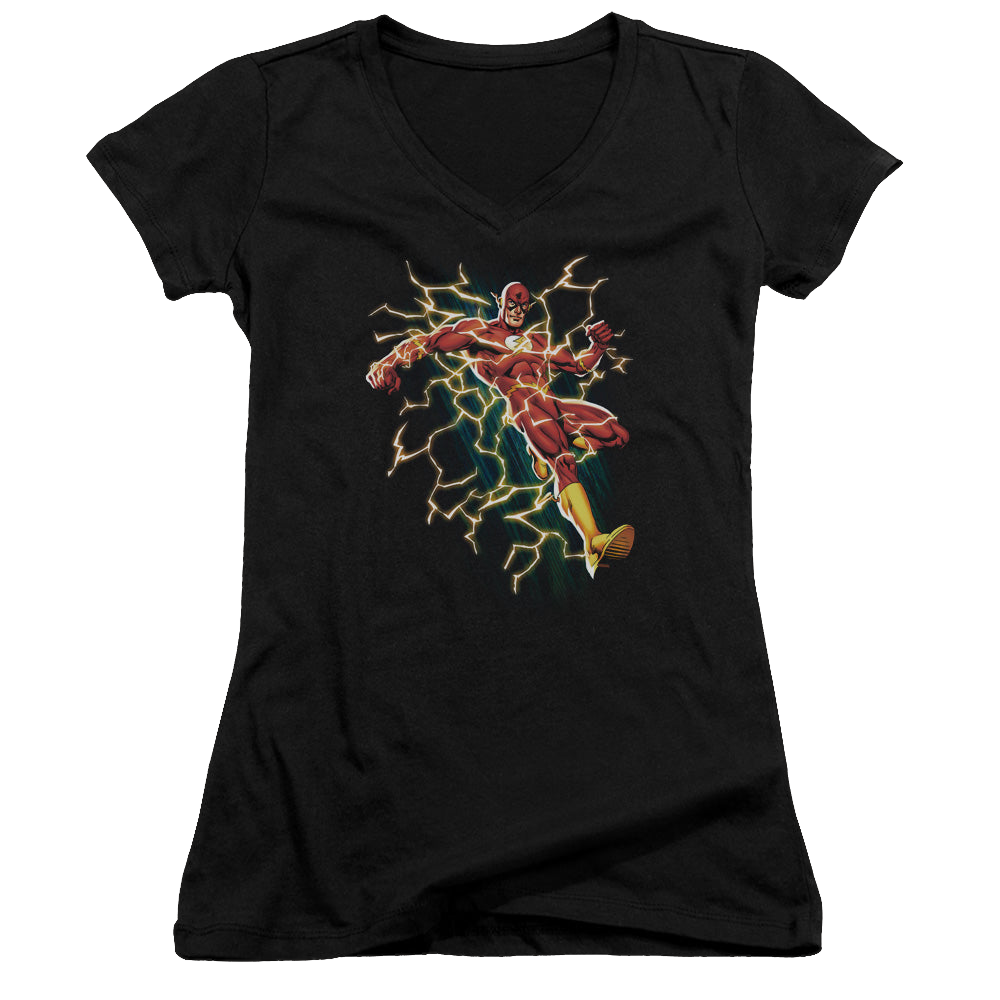 Flash, The Flash Symbol Knockout - Juniors V-Neck T-Shirt Juniors V-Neck T-Shirt The Flash   