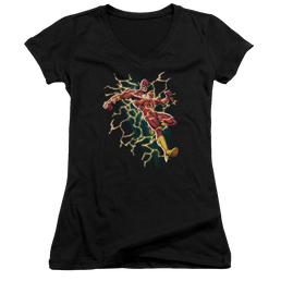 Flash, The Flash Symbol Knockout - Juniors V-Neck T-Shirt Juniors V-Neck T-Shirt The Flash   