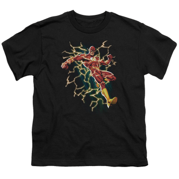 Black youth t-shirt for ages 8 to 12 with Flash Symbol Knockout graphic